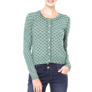 Miss Jolie Green/Pink Daisy Cardigan Sweater Sz S
